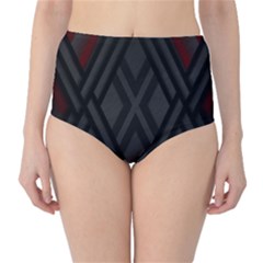 Abstract Dark Simple Red High-Waist Bikini Bottoms