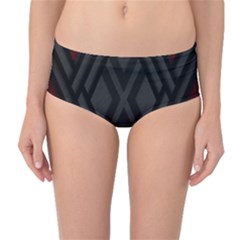 Abstract Dark Simple Red Mid-Waist Bikini Bottoms