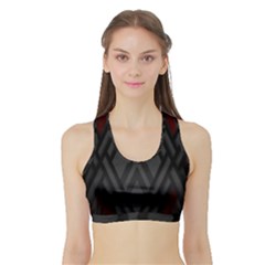Abstract Dark Simple Red Sports Bra with Border