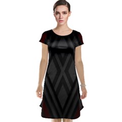 Abstract Dark Simple Red Cap Sleeve Nightdress