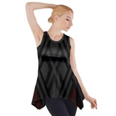 Abstract Dark Simple Red Side Drop Tank Tunic