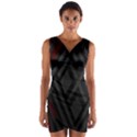 Abstract Dark Simple Red Wrap Front Bodycon Dress View1