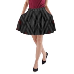 Abstract Dark Simple Red A-Line Pocket Skirt