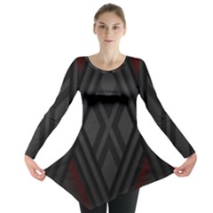 Abstract Dark Simple Red Long Sleeve Tunic 
