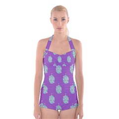 Disco Ball Wallpaper Retina Purple Light Boyleg Halter Swimsuit  by Alisyart