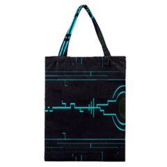 Blue Aqua Digital Art Circuitry Gray Black Artwork Abstract Geometry Classic Tote Bag by Simbadda