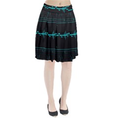 Blue Aqua Digital Art Circuitry Gray Black Artwork Abstract Geometry Pleated Skirt by Simbadda