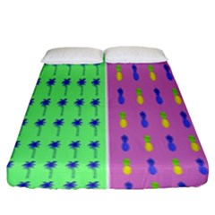Eye Coconut Palms Lips Pineapple Pink Green Red Yellow Fitted Sheet (king Size)