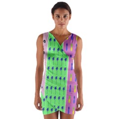 Eye Coconut Palms Lips Pineapple Pink Green Red Yellow Wrap Front Bodycon Dress