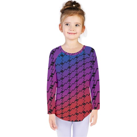 Colorful Red & Blue Gradient Background Kids  Long Sleeve Tee by Simbadda