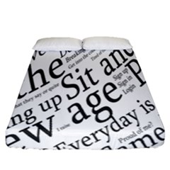 Abstract Minimalistic Text Typography Grayscale Focused Into Newspaper Fitted Sheet (queen Size) by Simbadda