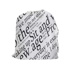 Abstract Minimalistic Text Typography Grayscale Focused Into Newspaper Drawstring Pouches (extra Large) by Simbadda