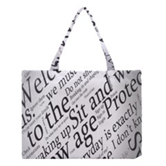 Abstract Minimalistic Text Typography Grayscale Focused Into Newspaper Medium Tote Bag by Simbadda