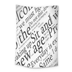 Abstract Minimalistic Text Typography Grayscale Focused Into Newspaper Small Tapestry by Simbadda