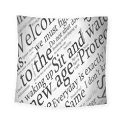 Abstract Minimalistic Text Typography Grayscale Focused Into Newspaper Square Tapestry (small) by Simbadda