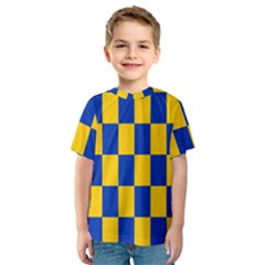 Flag Plaid Blue Yellow Kids  Sport Mesh Tee