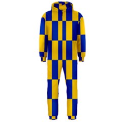 Flag Plaid Blue Yellow Hooded Jumpsuit (men)  by Alisyart