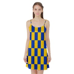 Flag Plaid Blue Yellow Satin Night Slip by Alisyart