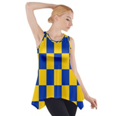 Flag Plaid Blue Yellow Side Drop Tank Tunic