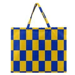 Flag Plaid Blue Yellow Zipper Large Tote Bag by Alisyart