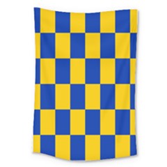 Flag Plaid Blue Yellow Large Tapestry