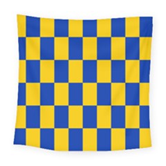 Flag Plaid Blue Yellow Square Tapestry (large) by Alisyart