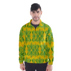 Floral Flower Star Sunflower Green Yellow Wind Breaker (men) by Alisyart