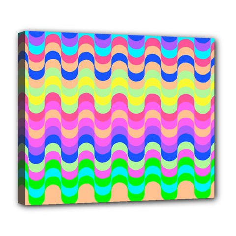 Dna Early Childhood Wave Chevron Woves Rainbow Deluxe Canvas 24  X 20  