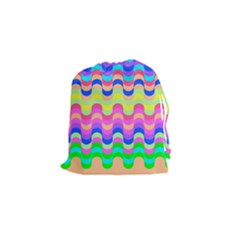 Dna Early Childhood Wave Chevron Woves Rainbow Drawstring Pouches (small) 