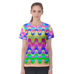 Dna Early Childhood Wave Chevron Woves Rainbow Women s Sport Mesh Tee