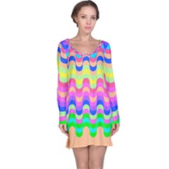 Dna Early Childhood Wave Chevron Woves Rainbow Long Sleeve Nightdress by Alisyart
