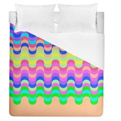 Dna Early Childhood Wave Chevron Woves Rainbow Duvet Cover (queen Size) by Alisyart