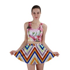 Chevron Wave Color Rainbow Triangle Waves Grey Mini Skirt