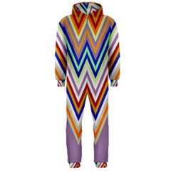 Chevron Wave Color Rainbow Triangle Waves Grey Hooded Jumpsuit (men) 