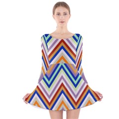 Chevron Wave Color Rainbow Triangle Waves Grey Long Sleeve Velvet Skater Dress by Alisyart