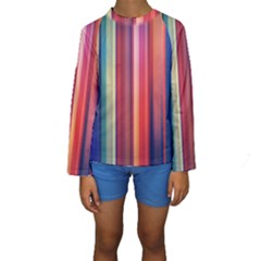 Texture Lines Vertical Lines Kids  Long Sleeve Swimwear by Simbadda