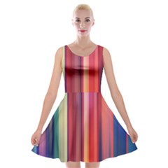 Texture Lines Vertical Lines Velvet Skater Dress by Simbadda