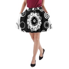 Fluctuation Hole Black White Circle A-line Pocket Skirt