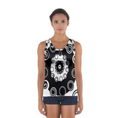 Fluctuation Hole Black White Circle Women s Sport Tank Top 