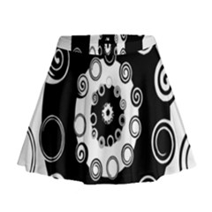 Fluctuation Hole Black White Circle Mini Flare Skirt by Alisyart