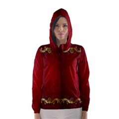 3d Red Abstract Pattern Hooded Wind Breaker (women) by Simbadda