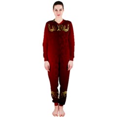 3d Red Abstract Pattern Onepiece Jumpsuit (ladies)  by Simbadda