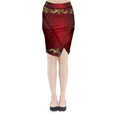 3d Red Abstract Pattern Midi Wrap Pencil Skirt by Simbadda