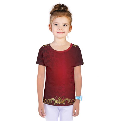 3d Red Abstract Pattern Kids  One Piece Tee by Simbadda