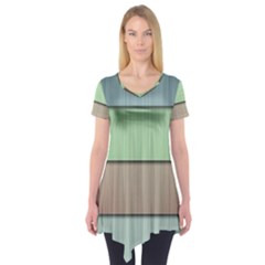 Lines Stripes Texture Colorful Short Sleeve Tunic  by Simbadda