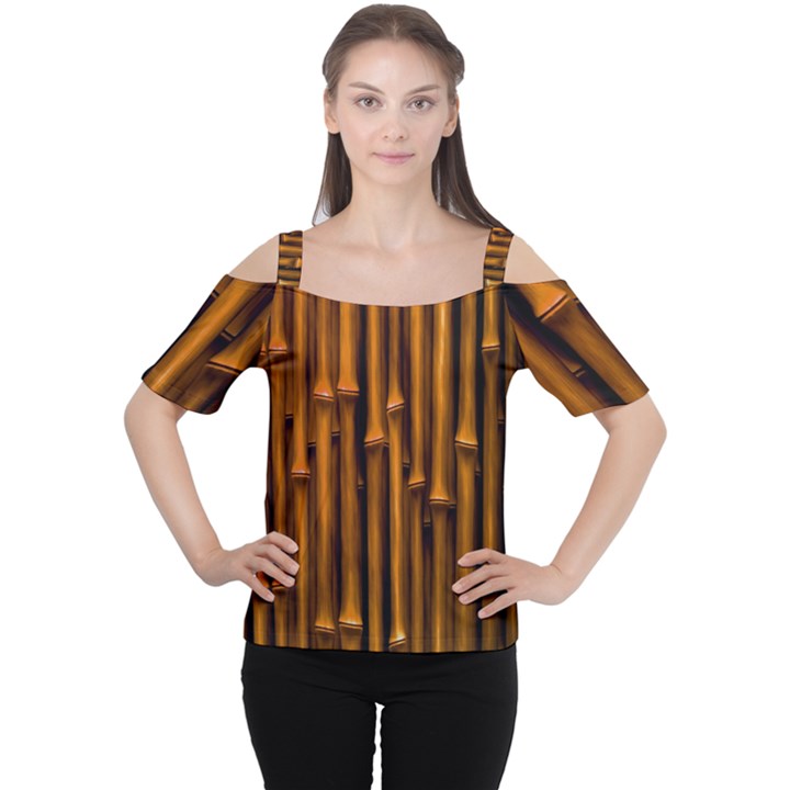 Abstract Bamboo Women s Cutout Shoulder Tee