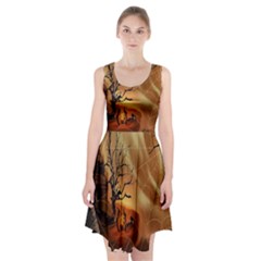 Digital Art Nature Spider Witch Spiderwebs Bricks Window Trees Fire Boiler Cliff Rock Racerback Midi Dress by Simbadda