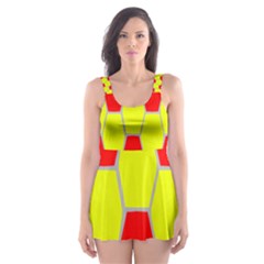 Football Blender Image Map Red Yellow Sport Skater Dress Swimsuit