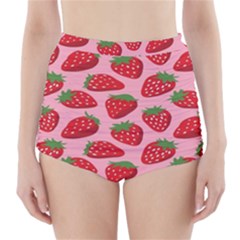 Fruit Strawbery Red Sweet Fres High-waisted Bikini Bottoms by Alisyart