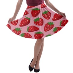 Fruit Strawbery Red Sweet Fres A-line Skater Skirt by Alisyart